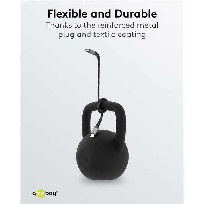 Goobay USB lader | 2x USB-C PD en 1x USB-A QC | incl. USB-C kabel | 65W | zwart | 1 meter