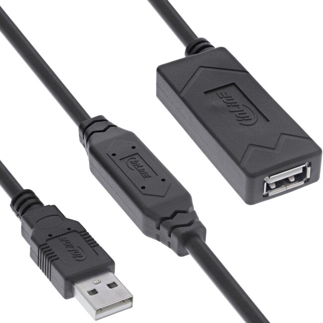 InLine actieve USB-A verlengkabel | voeding via USB-C poort | USB2.0 | 20 meter