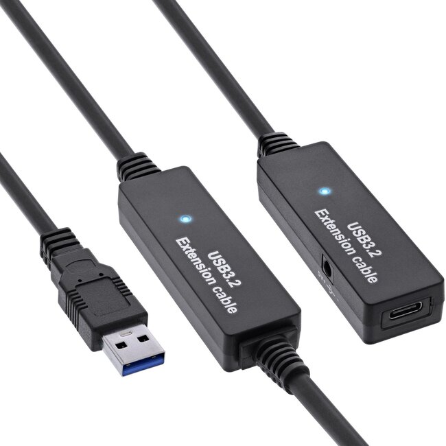 InLine USB-A - USB-C actieve verlengkabel | USB3.0 5 Gbps | 10 meter