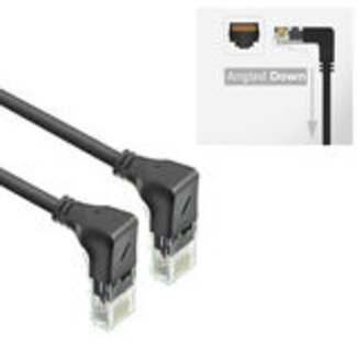 ACT ACT Zwarte 0,25 meter U/UTP CAT6A LSZH Slimline patchkabel met RJ45 connectoren 90° haaks beneden naar 90° haaks beneden