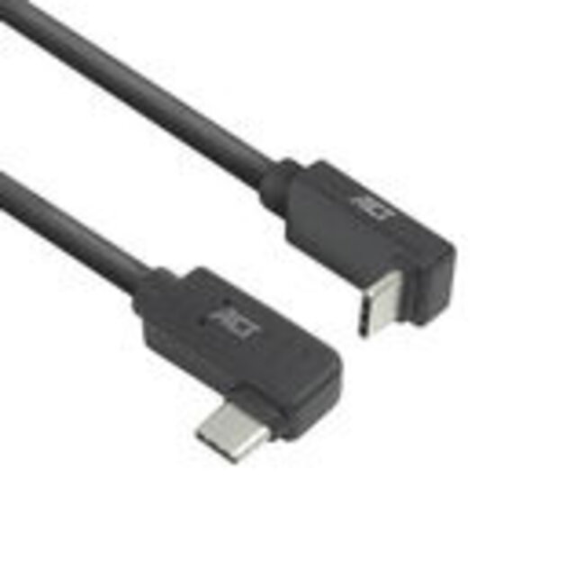 ACT USB 3.0 10Gbps 60W USB Type-C® (haaks links/rechts) naar USB Type-C® (haaks boven/beneden) kabel, 1 meter
