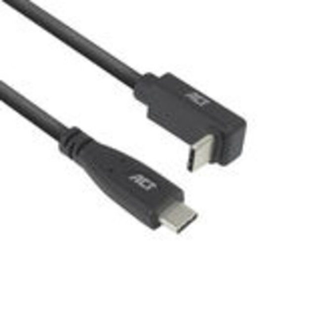 ACT USB 3.0 10Gbps 60W USB Type-C® (recht) naar USB Type-C® (haaks boven/beneden) kabel, 2 meter