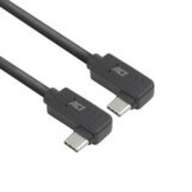 ACT USB 3.0 10Gbps 60W USB Type-C® (haaks links/rechts) naar USB Type-C® (haaks links/rechts) kabel, 1 meter