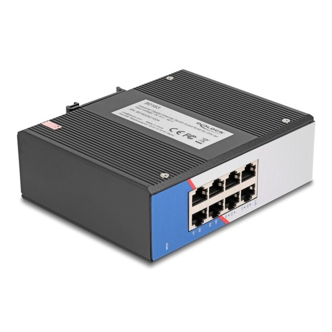 Delock Industrial Gigabit Ethernet Switch 8 Port RJ45 for DIN rail