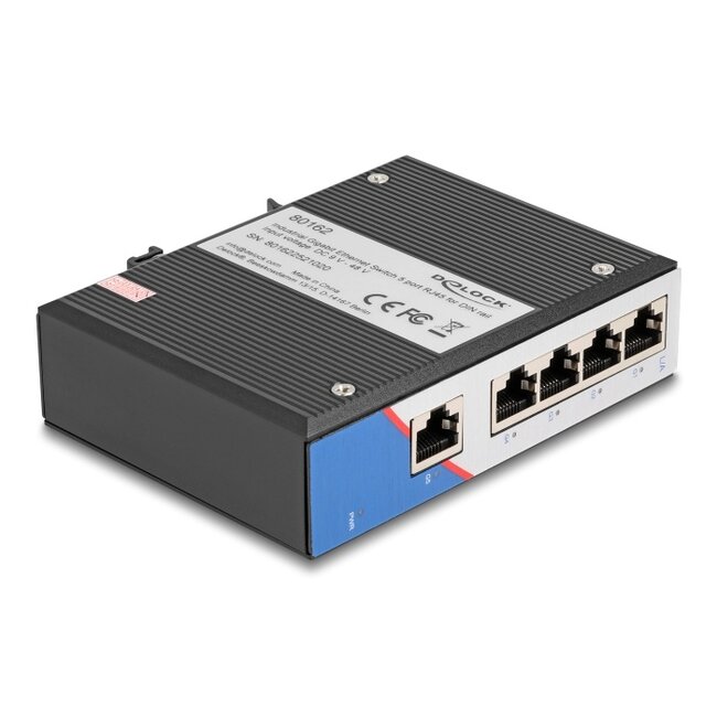 Delock Industrial Gigabit Ethernet Switch 5 Port RJ45 for DIN rail