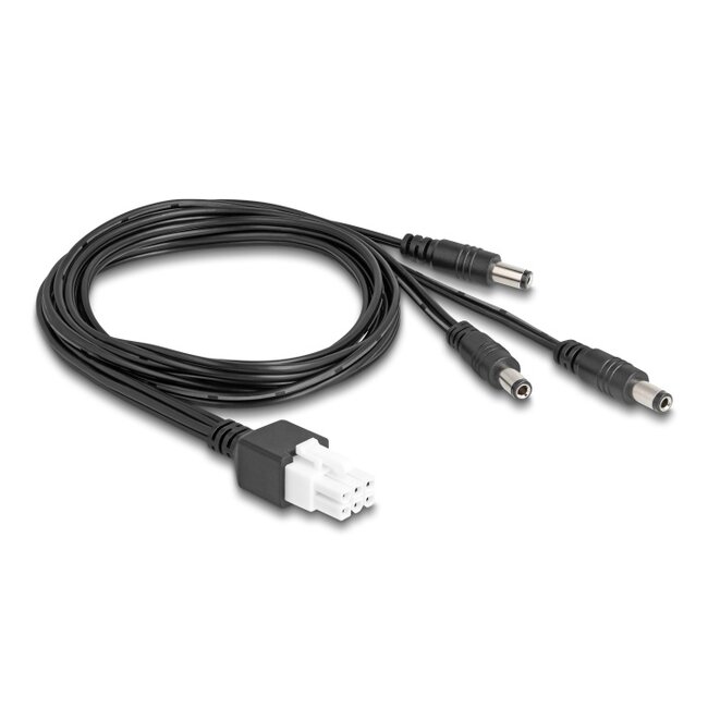 Delock Cable Mini-Fit 4.2 mm 6 pin male to 3 x DC 5.5 x 2.5 mm male black