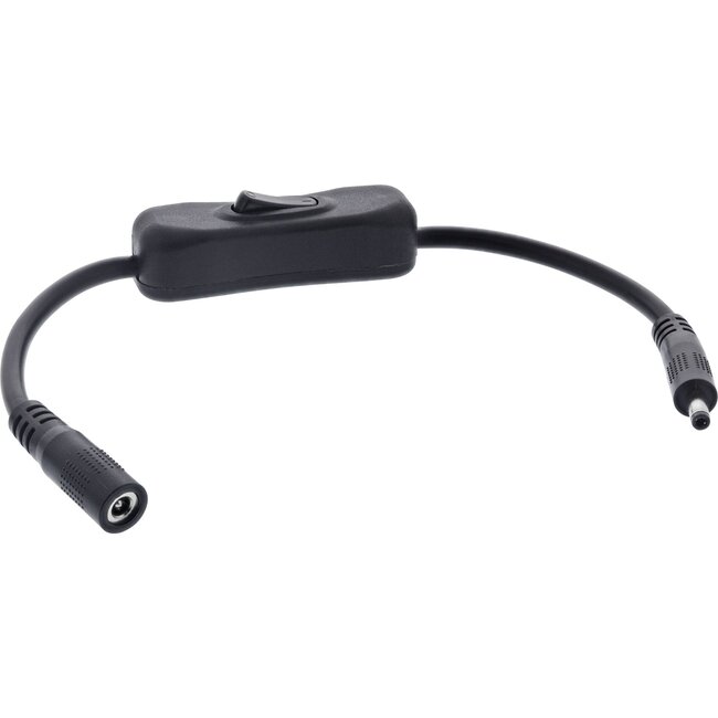 DC verlengkabel met schakelaar | 4,0 x 1,7mm | max. 140W | zwart | 0,20 meter