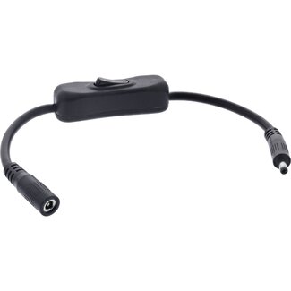 InLine DC verlengkabel met schakelaar | 5,5 x 2,1mm | max. 140W | zwart | 0,20 meter