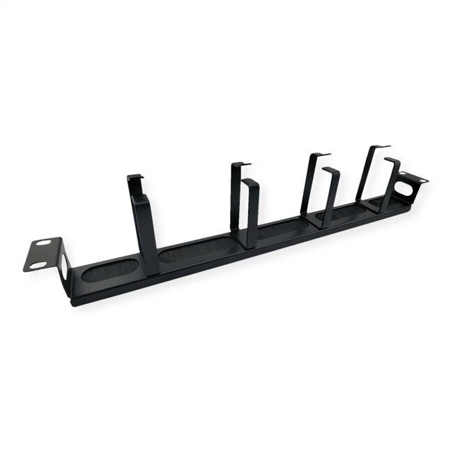 VALUE 19"-Frontplatte, 4 Ösen Typ G, Kabeldurchführung (Bürste), schwarz