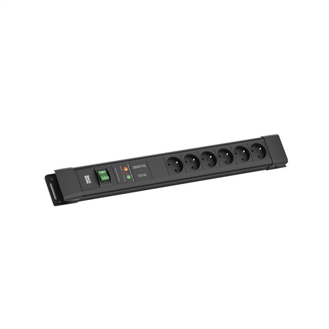 BACHMANN CONNECTUS 6xUTE, 1xGVS 1xSchalter 2,0m CEE7/7 Schwarz