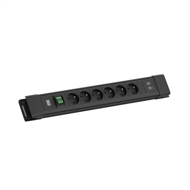 BACHMANN CONNECTUS 6xUTE, 1xSchalter 1xUSB A/C 22W 2,0m CEE7/7 Schwarz