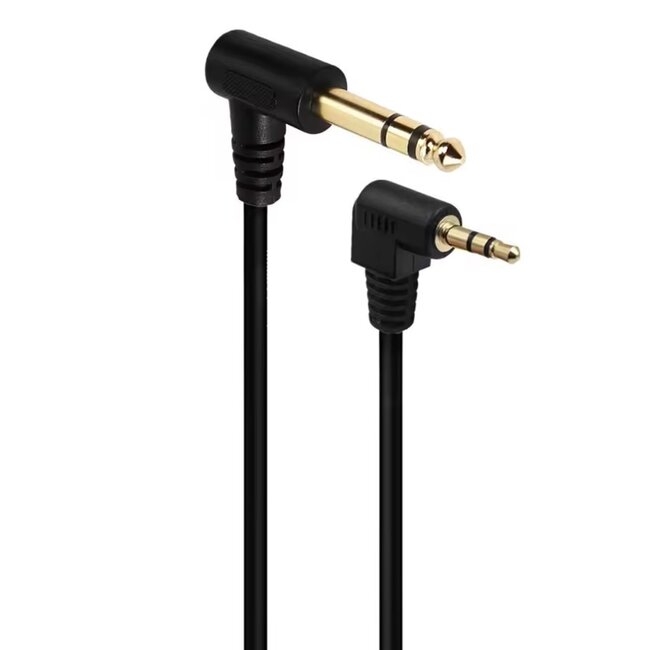 3,5mm Jack - 6,35mm Jack kabel | haaks | stereo | verguld | 1,8 meter