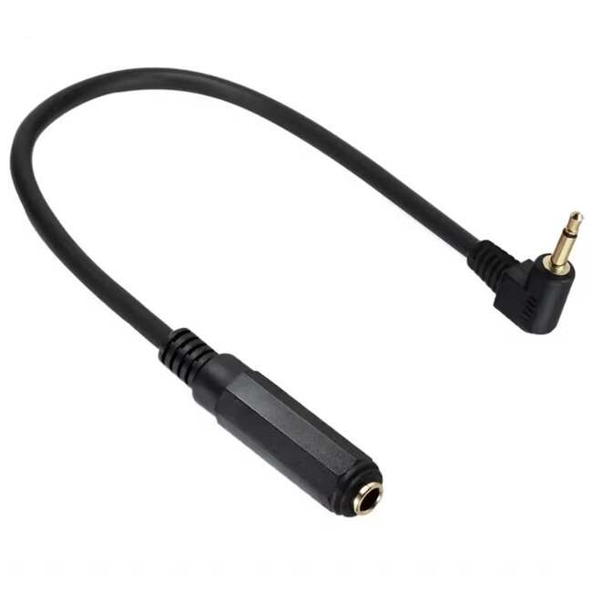 3,5mm Jack haaks (m) - 6,35mm Jack (v) adapter | mono | verguld | 0,30 meter