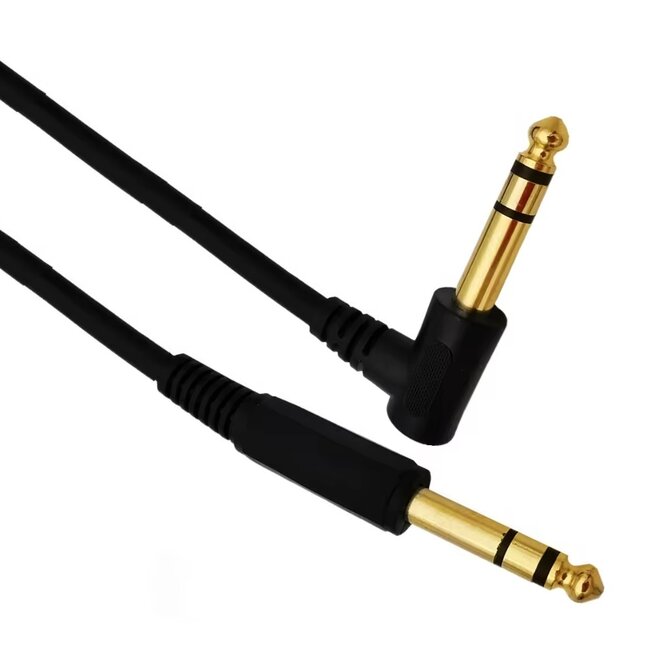 6,35mm Jack kabel | haaks-recht | stereo | verguld | 1,8 meter