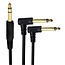 6,35mm Jack stereo - 2x 6,35mm Jack mono haaks kabel | verguld | 0,30 meter