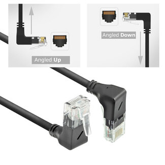 ACT UTP CAT6a slimline netwerkkabel | haaks (boven) / haaks (beneden) | LSZH | zwart | 2 meter