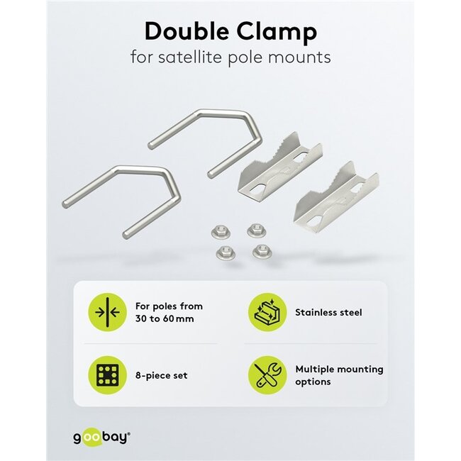 Goobay mastklem set voor satellietschotel | klemdiameter 30-60 mm | zilver