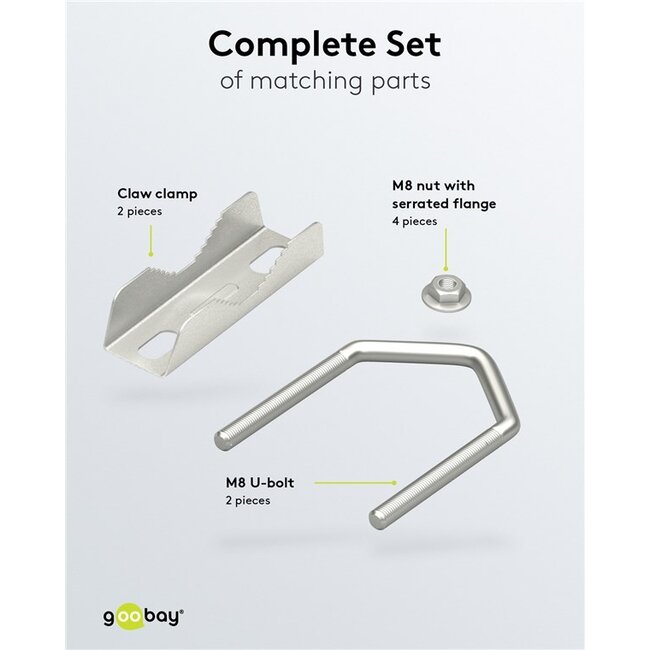 Goobay mastklem set voor satellietschotel | klemdiameter 30-60 mm | zilver