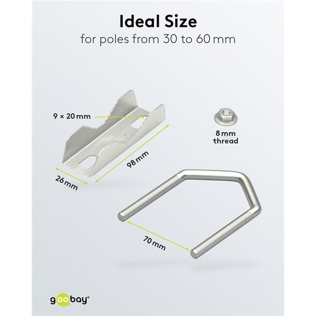 Goobay mastklem set voor satellietschotel | klemdiameter 30-60 mm | zilver
