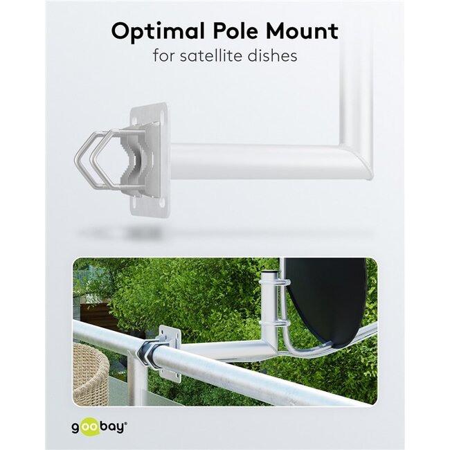 Goobay mastklem set voor satellietschotel | klemdiameter 30-60 mm | zilver