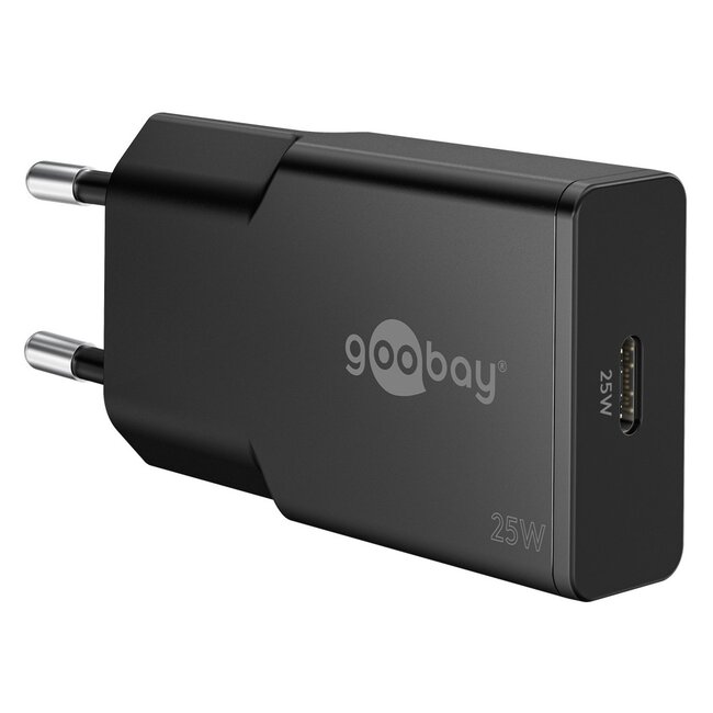 Goobay slim USB lader | USB-C PD | GaN | 25W | zwart