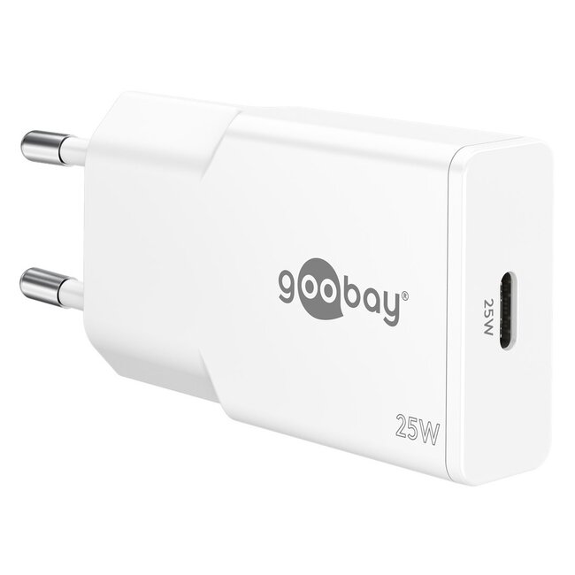 Goobay slim USB lader | USB-C PD | GaN | 25W | wit