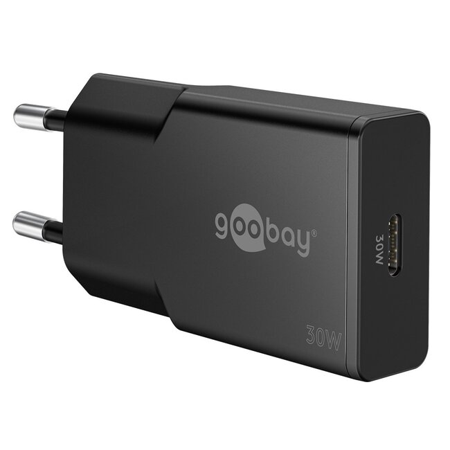 Goobay slim USB lader | USB-C PD | GaN | 30W | zwart