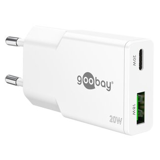 Goobay Goobay slim USB lader | USB-C PD + USB-A QC | GaN | 20W | wit