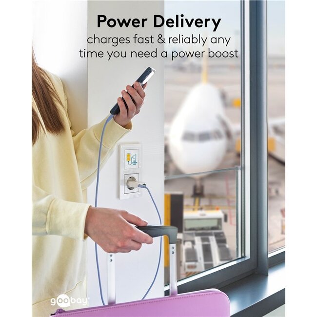 Goobay slim USB lader | USB-C PD + USB-A QC | GaN | 20W | wit