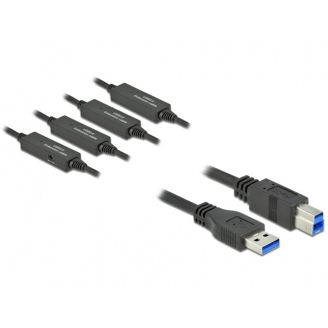 Delock actieve USB-A - USB-B kabel | USB3.0 5 Gbps | 20 meter