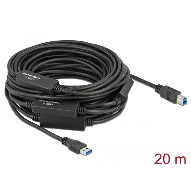 Delock actieve USB-A - USB-B kabel | USB3.0 5 Gbps | 20 meter