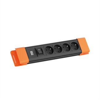 Bachmann BACHMANN CONNECTUS 4xUTE, 1xSchalter 2,0m CEE7/7 Schwarz/Orange