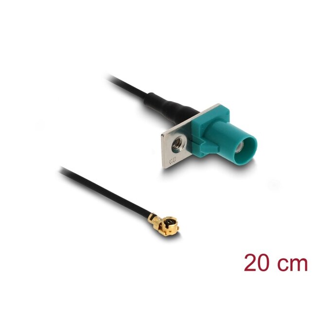 Delock Antenna Cable FAKRA Z plug to MHF® I plug 1.13 - 20 cm 2 prepunched hole