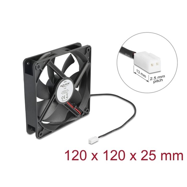 Delock Axial Fan 5 V DC, 120 x 120 x 25 mm black