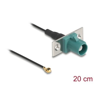 DeLOCK Delock Antennenkabel FAKRA E Stecker zu MHF® I Stecker 1,13 - 20 cm 2 vorgestanzte Löcher