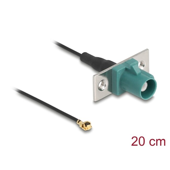 Delock Antennenkabel FAKRA E Stecker zu MHF® I Stecker 1,13 - 20 cm 2 vorgestanzte Löcher