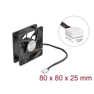 DeLOCK Delock Axial Fan 12 V DC, 80 x 80 x 25 mm black