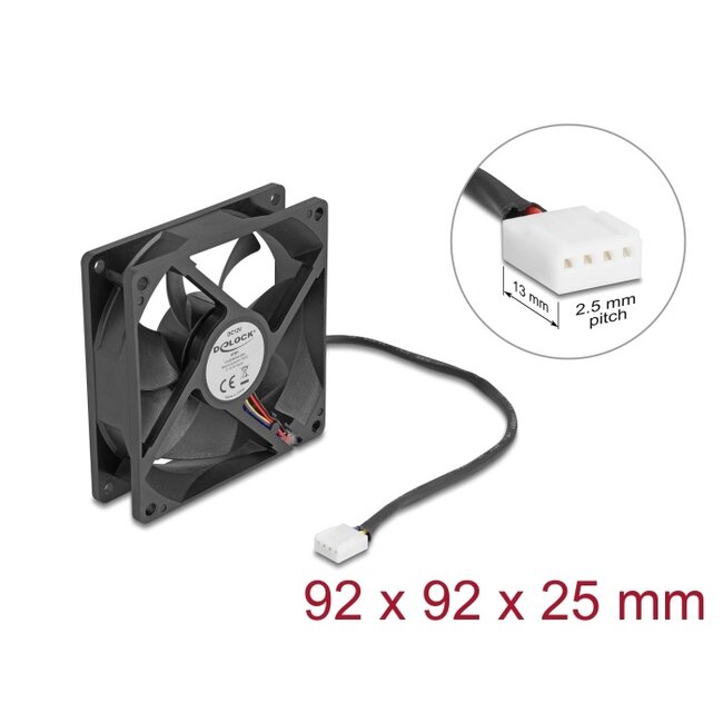 Delock Axial Fan 12 V DC, 92 x 92 x 25 mm black