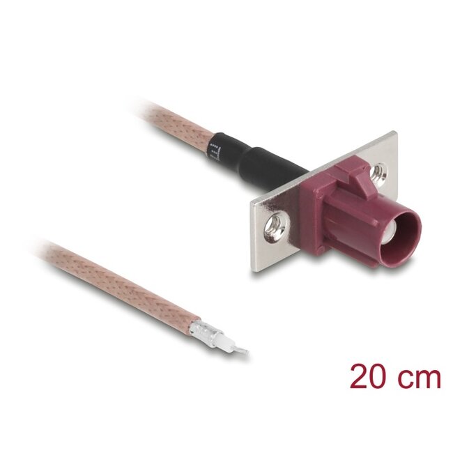 Delock Antenna Cable FAKRA D jack to open wires RG-316 20 cm 2 prepunched holes