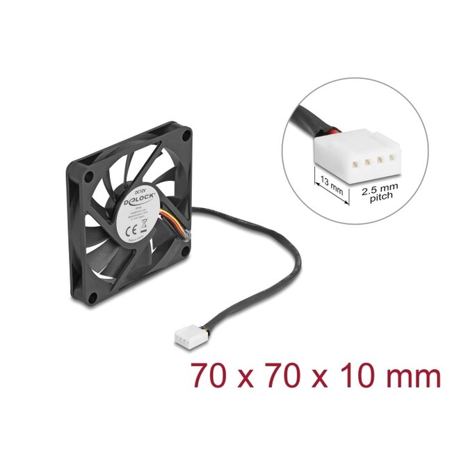 Delock Axial Fan 12 V DC, 70 x 70 x 10 mm black