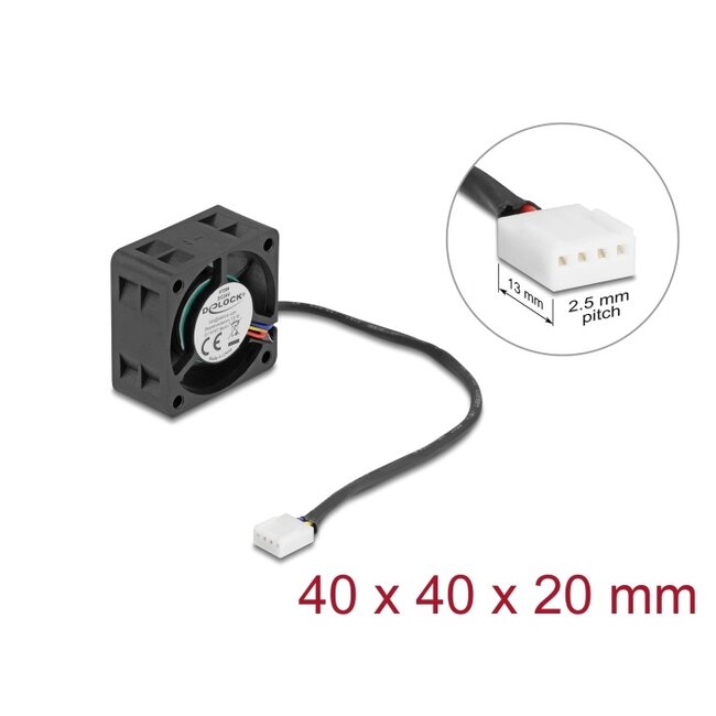 Delock Axial Fan 24 V DC, 40 x 40 x 20 mm black