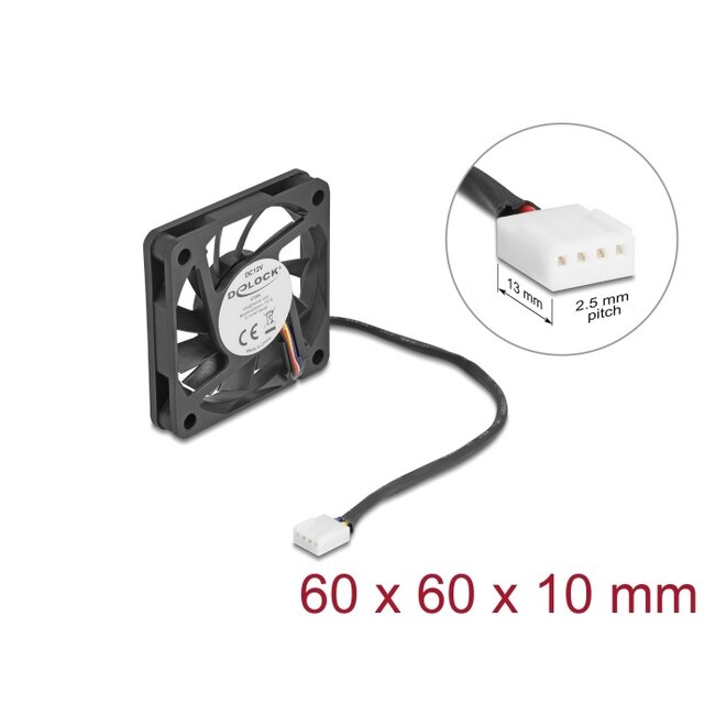 Delock Axial Fan 12 V DC, 60 x 60 x 10 mm black