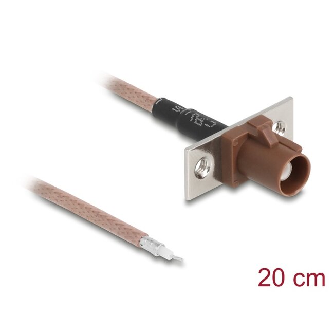 Delock Antenna Cable FAKRA F jack to open wires RG-316 20 cm 2 prepunched holes