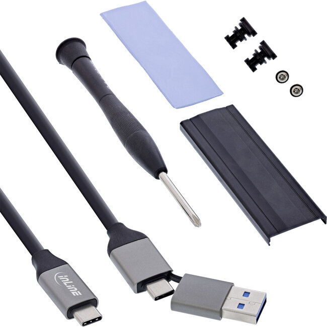 InLine® USB4 M.2 SSD-behuizing, USB-C naar M.2 NVMe, 40Gb/s, aluminium