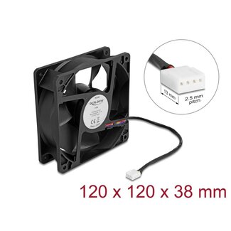 DeLOCK Delock Axial Fan 12 V DC, 120 x 120 x 38 mm black