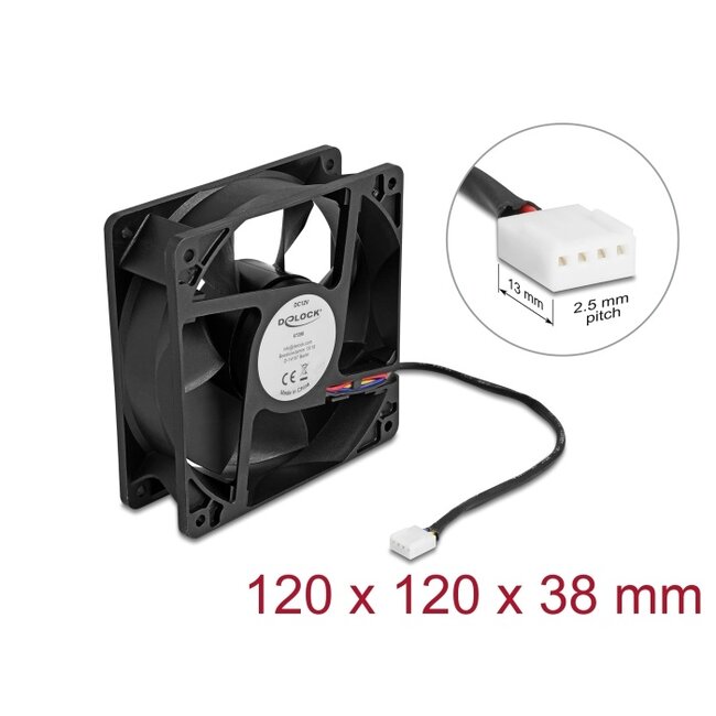Delock Axial Fan 12 V DC, 120 x 120 x 38 mm black