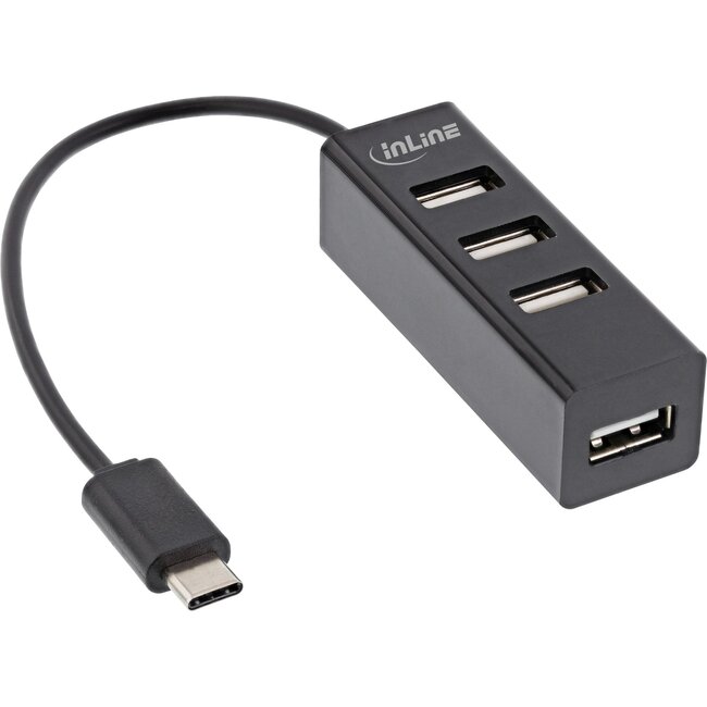 InLine USB hub (USB-C) | 4x USB-A | USB2.0 | compact | 0,15 meter