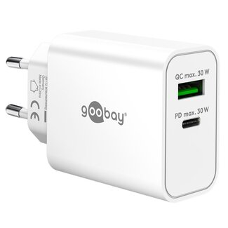 Goobay Goobay USB lader | USB-C PD + USB-A QC | GaN | 30W | wit