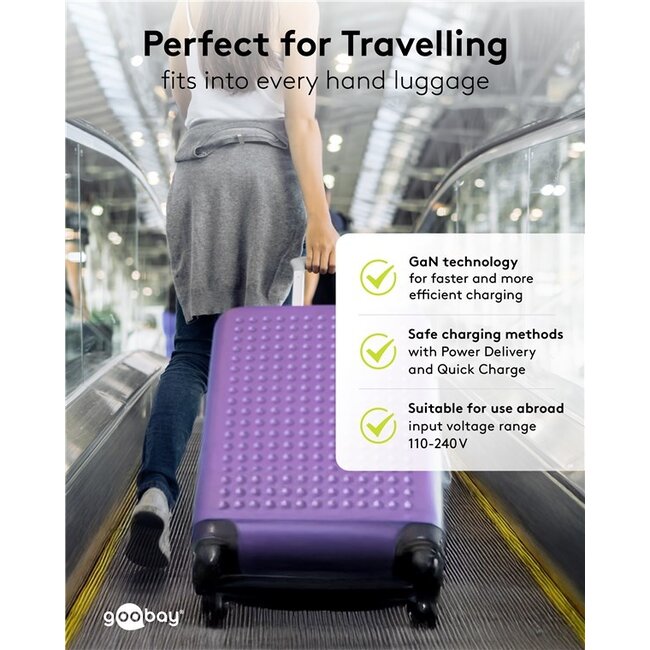 Goobay USB lader | USB-C PD + USB-A QC | GaN | 30W | wit