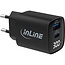 InLine USB lader | USB-C PD + USB-A QC | GaN | 30W | display | zwart